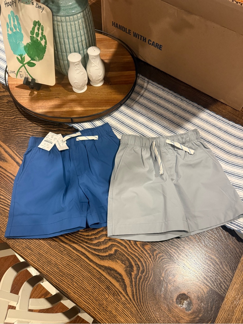 Crew Cuts Boys Drawstring Performance Shorts - Blue and Light Gray